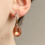 Rose Peach Art Deco Drop Earrings, thumbnail 3 of 6
