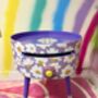 Lilac Daisy Round Wooden Side Table With Drawer, thumbnail 3 of 11