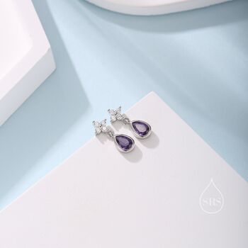 Four Cz And Droplet Stud Earrings, 2 of 12