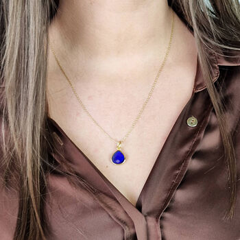 Sapphire September Birthstone Gold Plated Necklace, 3 of 6