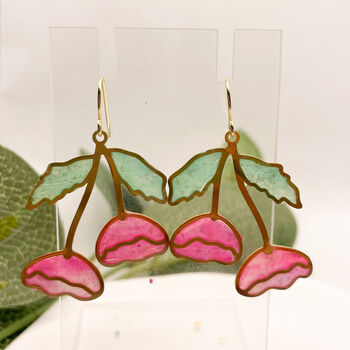 Pink Flower Drop Earrings For Her, 5 of 10