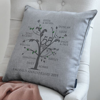 Personalised Emerald Anniversary Family Tree Cushion, 4 of 4