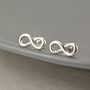 Dainty Sterling Silver Infinity Knot Stud Earrings, thumbnail 2 of 10