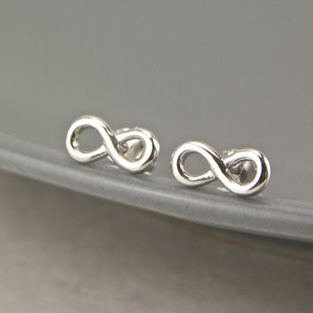 Dainty Sterling Silver Infinity Knot Stud Earrings, 2 of 10