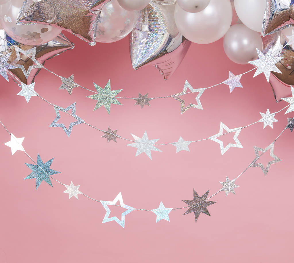 Irisdescent Star Shaped Hanging Garland Decoration 5m By Ginger Ray