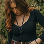 Long Length Lapis Lazuli Necklace With Gold Tone Ginkgo Leaf, thumbnail 3 of 4