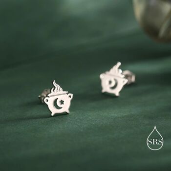 Sterling Silver Tiny Cauldron Stud Earrings, 4 of 12