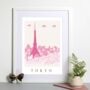 Tokyo, Japan Pink City Skyline Scene Travel Art Print, thumbnail 1 of 2
