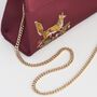 Fox And Mushroom Embroidered Burgundy Satin Tote, thumbnail 5 of 7