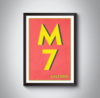M7 Manchester Typography Postcode Print, 5 of 10