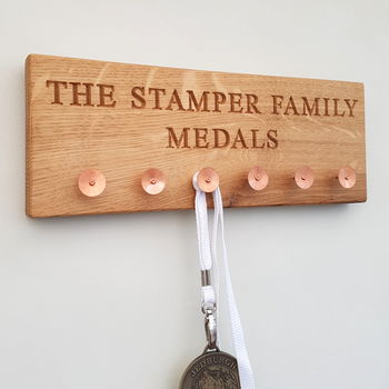 Personalised Engraved Oak Medal Hanger, 3 of 4