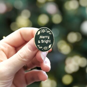 Merry And Bright Traditional Enamel Pin Badge, 4 of 11
