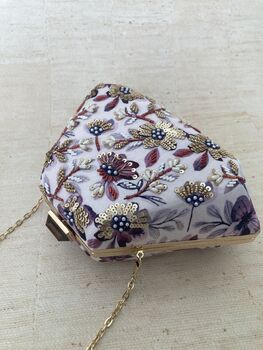 Purple Statement Handcrafted Floral Clutch Bag, 4 of 6