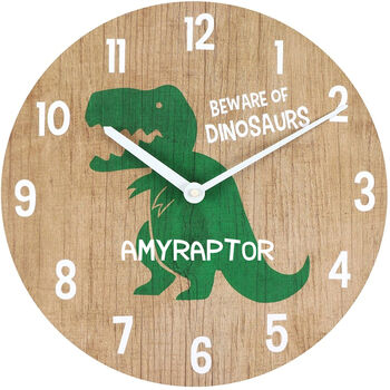 Personalised Round Dinosaur Children's Clock, 3 of 4