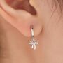 Ribbon Bow Huggie Hoop Earrings In Sterling Silver, thumbnail 1 of 11