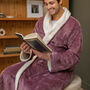 Super Soft Sherpa Style Dressing Gown With Book Lover Club Design, thumbnail 5 of 8