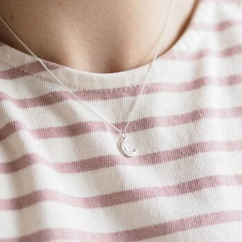 Sterling Silver Crescent Moon Necklace, 7 of 9