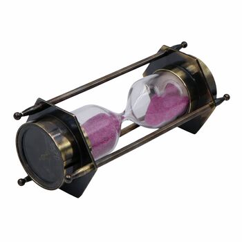 Bronze Hourglass With Pink Sand And Compass, 4 of 9