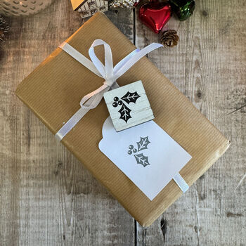 Merry Christmas Holly Design Rubber Stamp For Crafting, 4 of 8