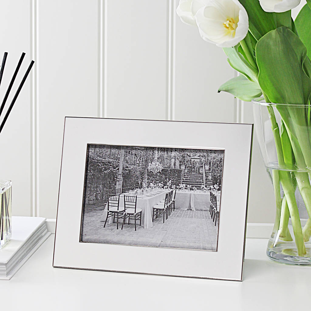 nickel and white fine photo frame by marquis & dawe