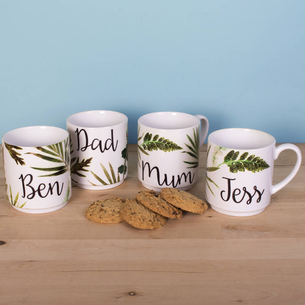 Animal Print Tropical Family Stacking Mugs Gift Set By Gillian Arnold
