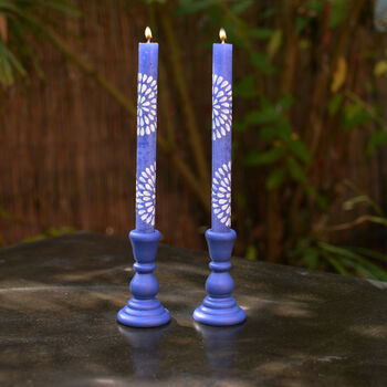 Royal Blue Hand Painted Candles, 2 of 2