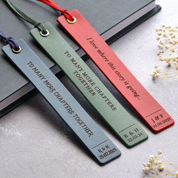 Personalised Anniversary Leather Bookmark, 4 of 7