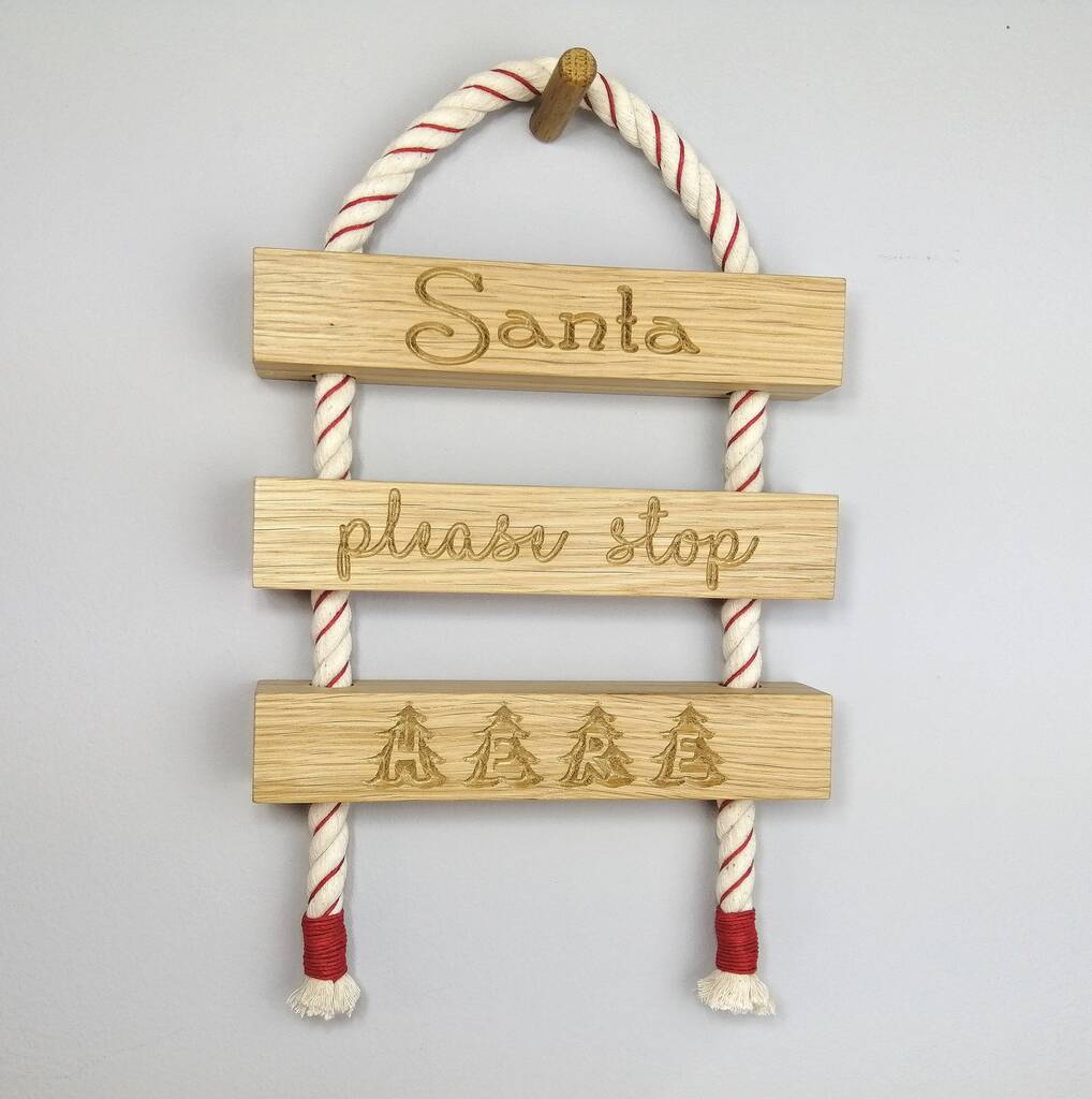 Christmas Santa Stop Here Sign By the Handprint Carving Co ...