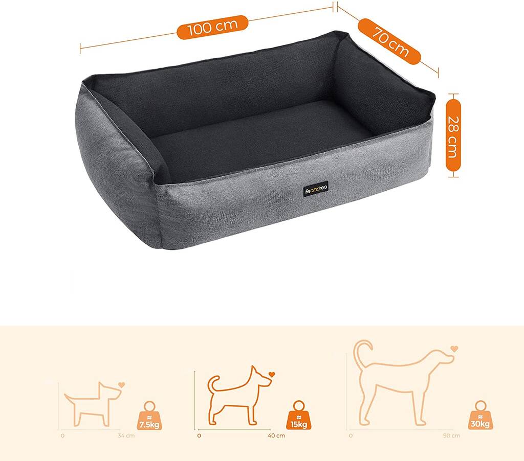 Grey Large Size Reversible Washable Dog Bed By Momentum