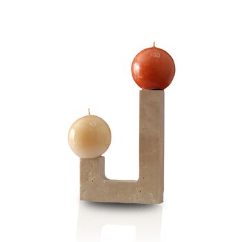 Handmade Travertine L Shaped Candle Holder, 2 of 2