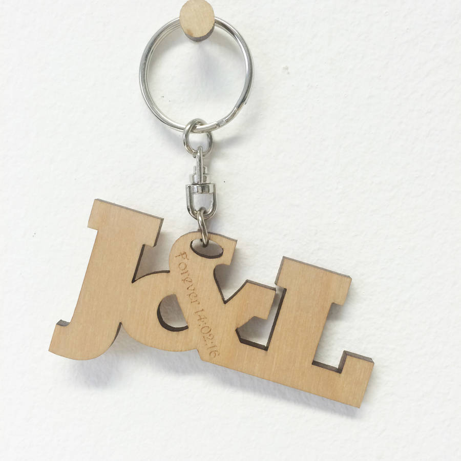 personalised anniversary two initial letters key ring by hickory
