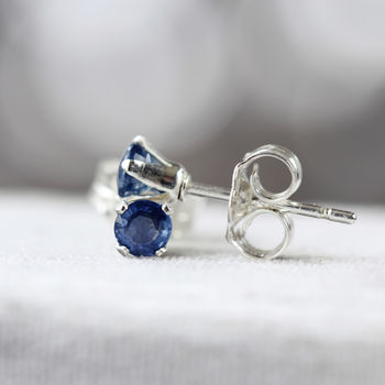 Blue Sapphire Stud Earrings In Silver Or Gold, 7 of 12