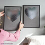 Two Hearts Personalised Metallic Map Pair Of Prints, thumbnail 2 of 7