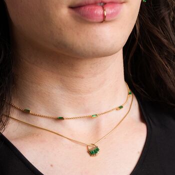 Cleopatra Green Baguette Chain Necklace, 4 of 6