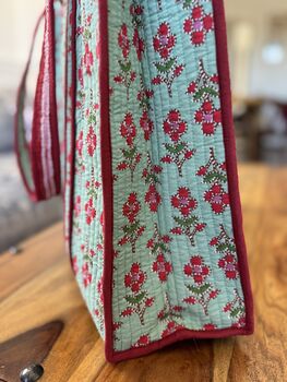 Tote Bag, Beach Bag, Block Print Indian Handbag, Holiday Bag, 4 of 12