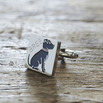 Daddy And Me Staffie Cufflinks And Dog Tag Set, 3 of 6