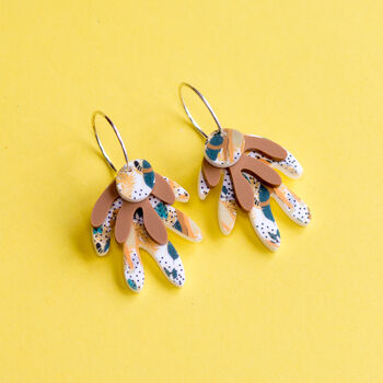 Sterling Silver Leaf Jungle Printed Hoop Earrings, 2 of 5