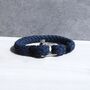 Men's Nautical Shackle And Thick Navy Rope Bracelet, thumbnail 1 of 3