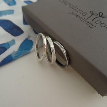 Oxidised Bark Texture Silver Stacking Ring, 3 of 3