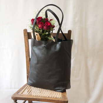 Black Soft Leather Tote Shopper, 3 of 10