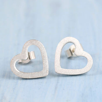 Silver Heart Earrings. Geometric Studs, 7 of 10