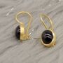 Black Onyx Gold Plated Sterling Silver Drop Earrings, thumbnail 2 of 6