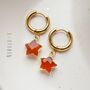 Carnelian Star Hoop Earrings, thumbnail 1 of 10