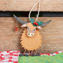 Christmas Highland Cow Coo Hanging Tree Decoration, thumbnail 2 of 4