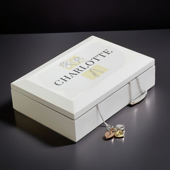 Personalised Birth Flower Wooden Jewellery Box, 2 of 8