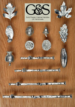 Oak Leaf Pewter Cabinet Handle, Unusual Drawer Knobs, 5 of 8