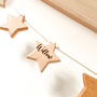 Twinkle Wooden Stars Personalised Garland, thumbnail 3 of 5