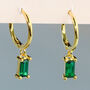 Gold Colour Sterling Silver Green Crystal Hoop Earrings, thumbnail 1 of 5