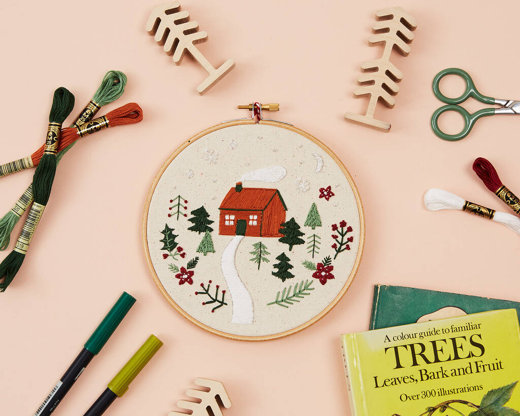Beginner Winter Forest Embroidery Kit By The Modern Crafter