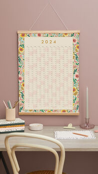 2024 Wall Planner, Calendar, Bright Flowers Design, 2 of 12